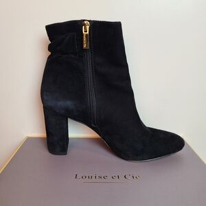 Louise Et Cie - Black Suede Heeled Ankle Bootie - Shayna